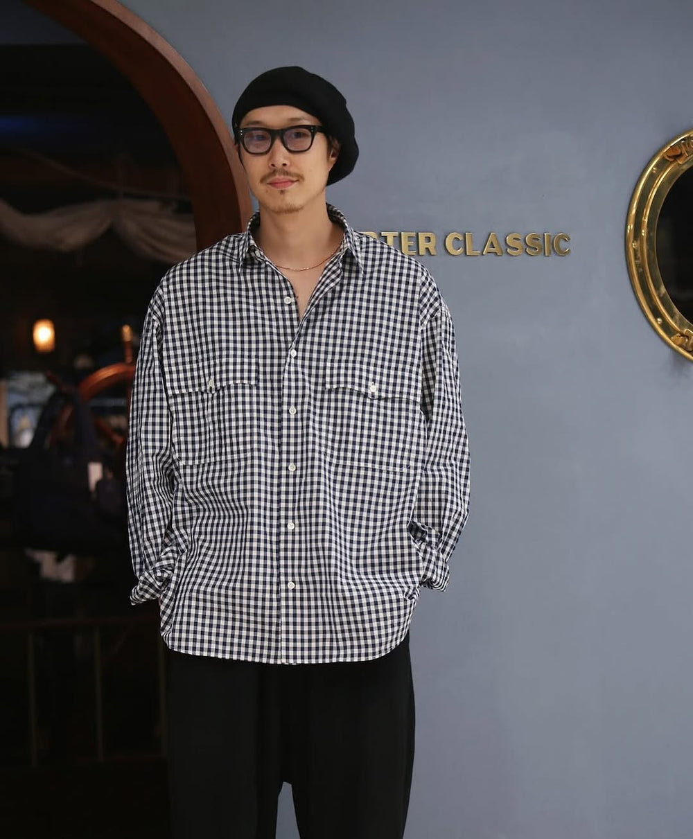 トップス PORTER CLASSIC ROLLUP GINGHAM CHECKSHIRT Porter Classic ROLL UP GINGHAM CHECK SHIRT – unexpected store