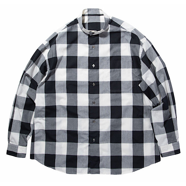 Porter Classic BLOCK CHECK STAND COLLAR SHIRT