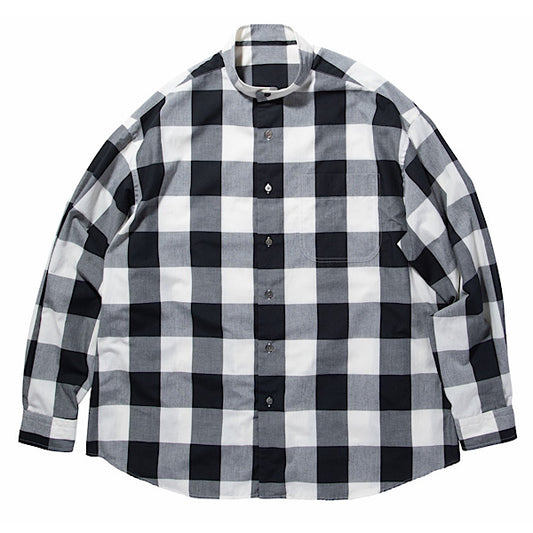 Porter Classic BLOCK CHECK STAND COLLAR SHIRT