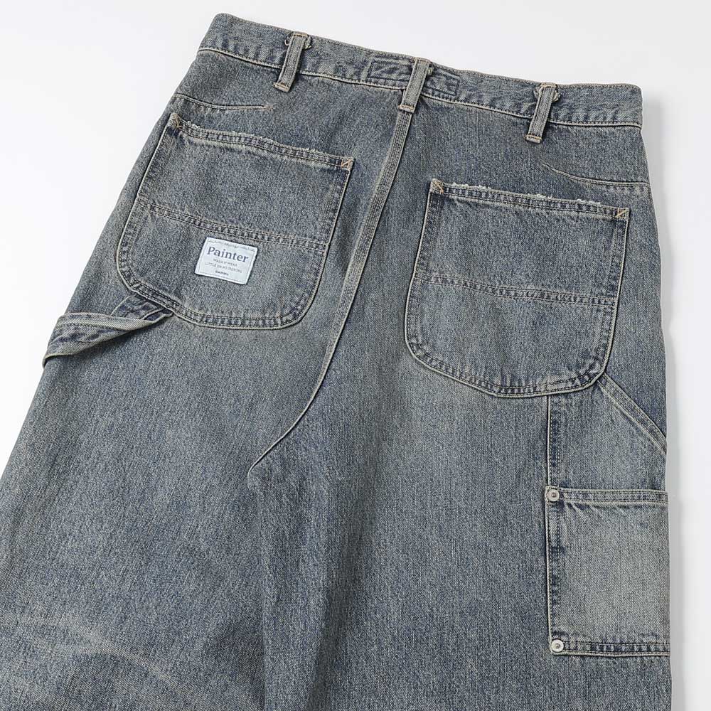 DAIRIKU Vintage Washed Painter Denim Wide Pants