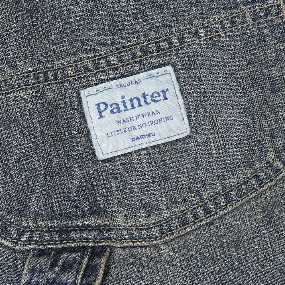 DAIRIKU Vintage Washed Painter Denim Wide Pants