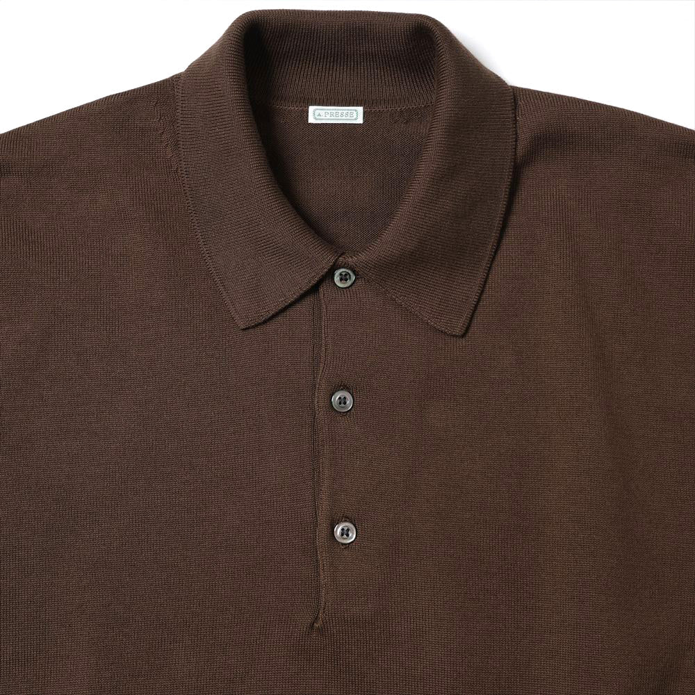 A.PRESSE Cotton Knit L/S Polo Shirts