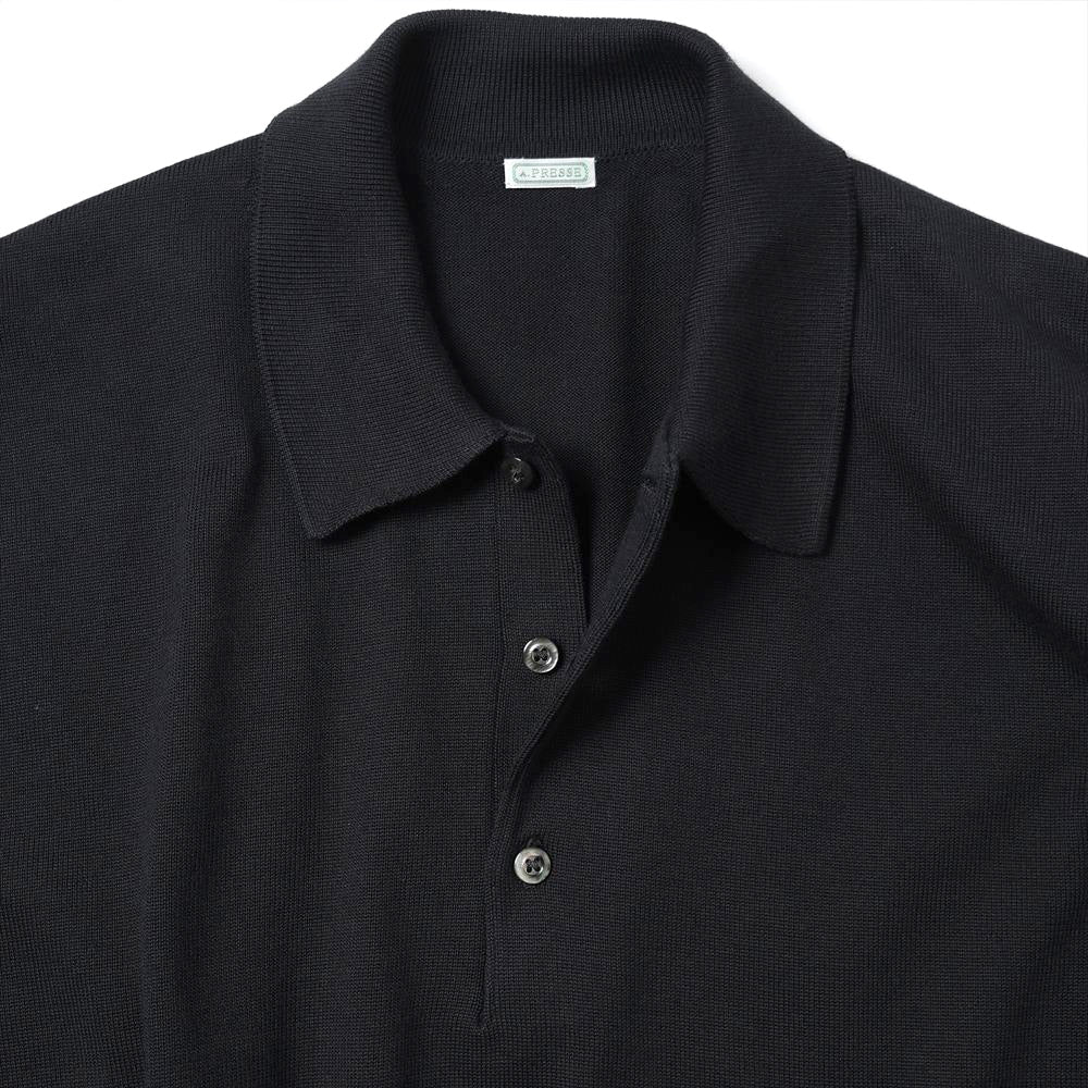A.PRESSE Cotton Knit L/S Polo Shirts