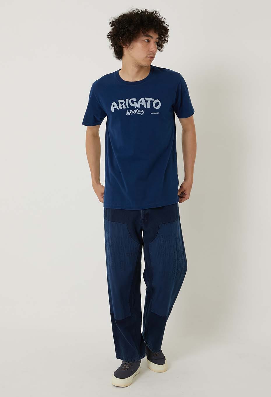 BLUE BLUE JAPAN ARIGATO bassen Indigo T-shirt