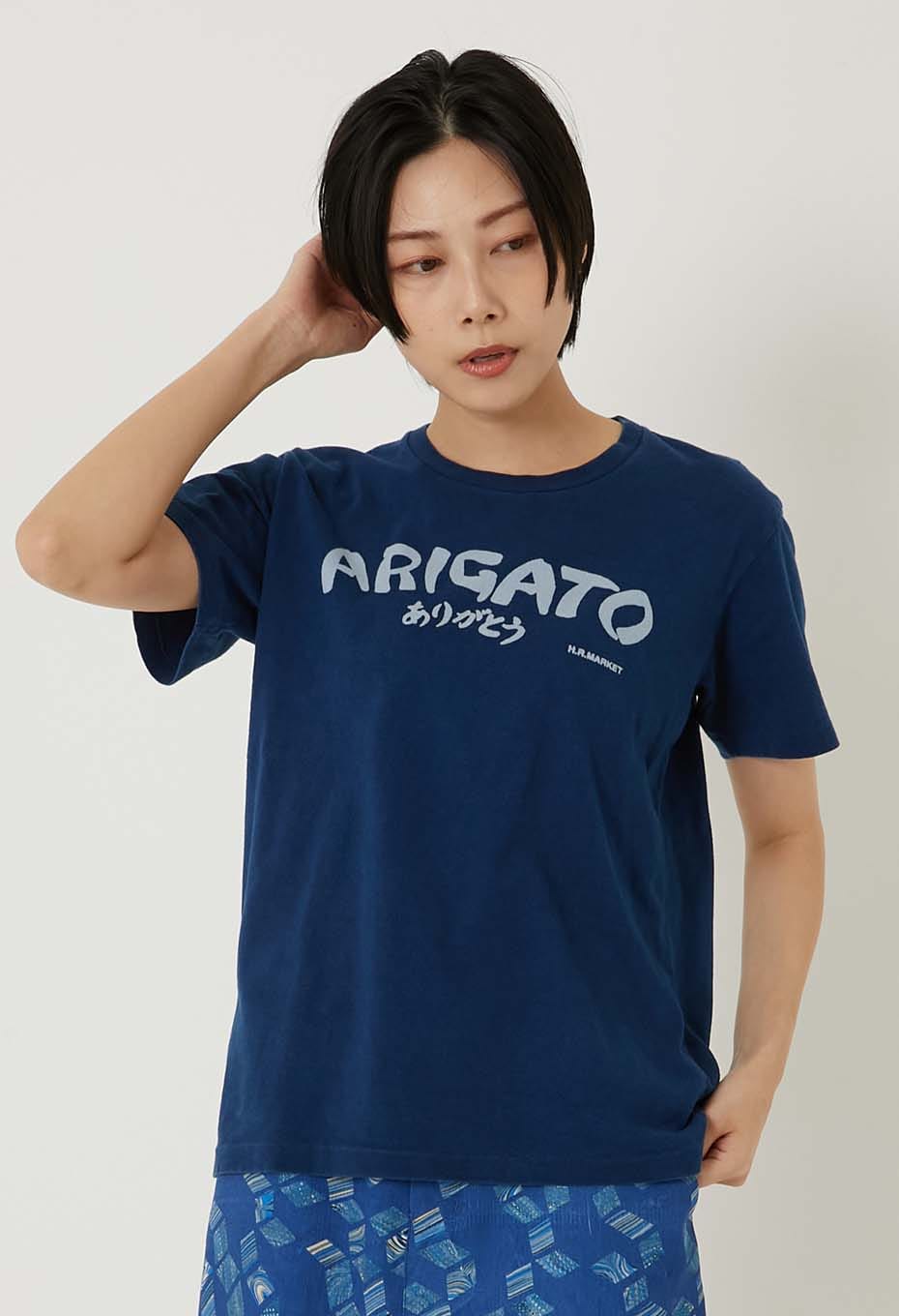 BLUE BLUE JAPAN ARIGATO bassen Indigo T-shirt