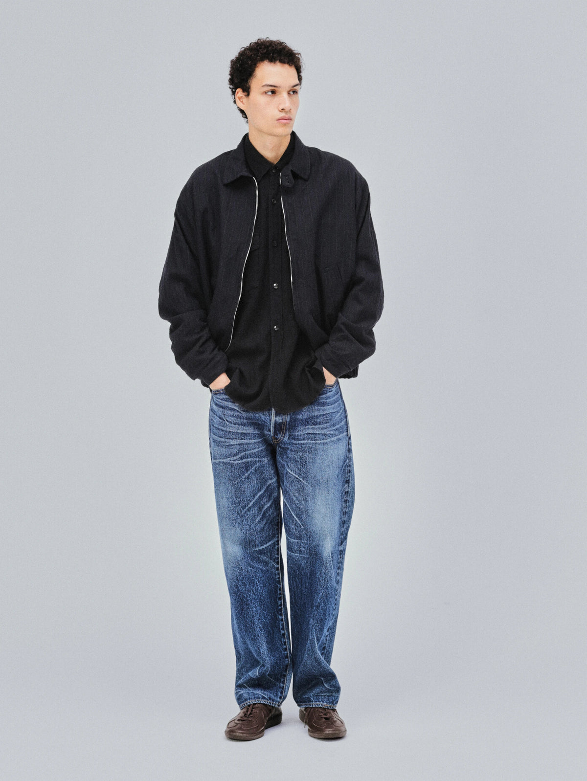 KAPTAIN SUNSHINE Wool Stripe Zip Blouson