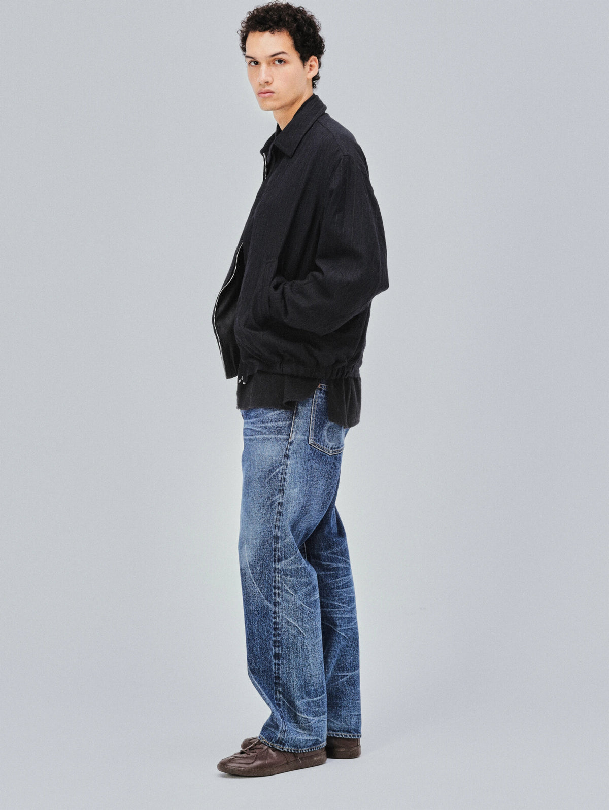 KAPTAIN SUNSHINE Wool Stripe Zip Blouson