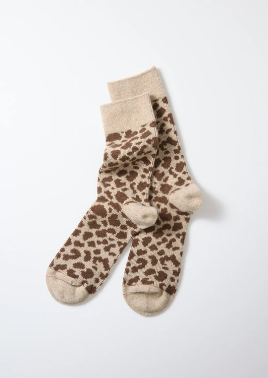 RoToTo LEOPARD PATTERN MERINO SOCKS