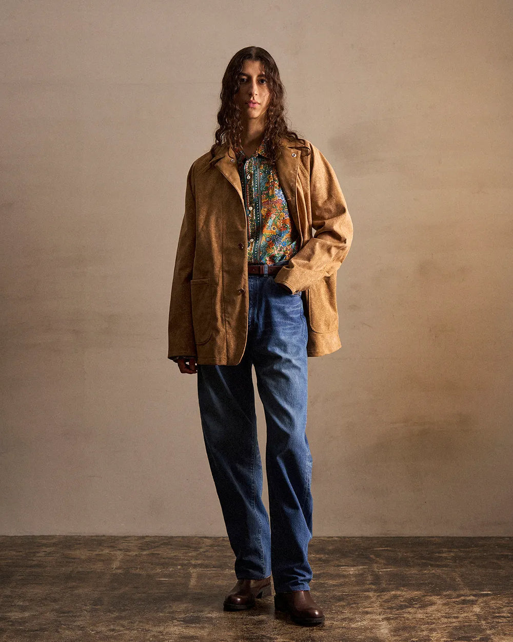 NICENESS LENNOX Bleached Faux Suede Raglan Coverall