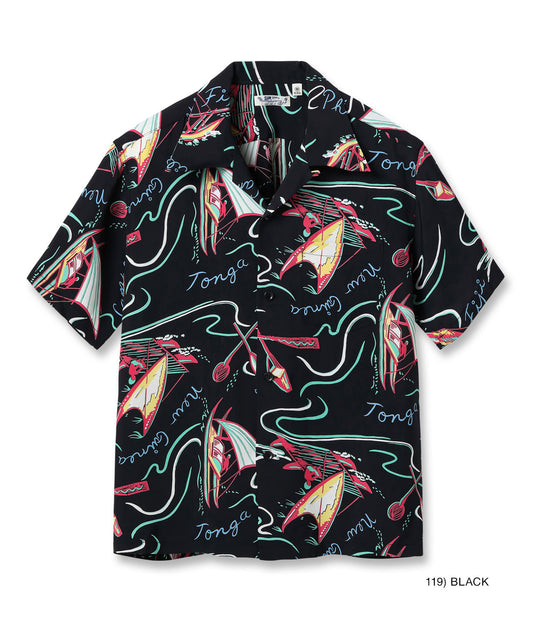 SUN SURF RAYON HAWAIIAN SHIRT “SOUTH SEA OUTRIGGER”