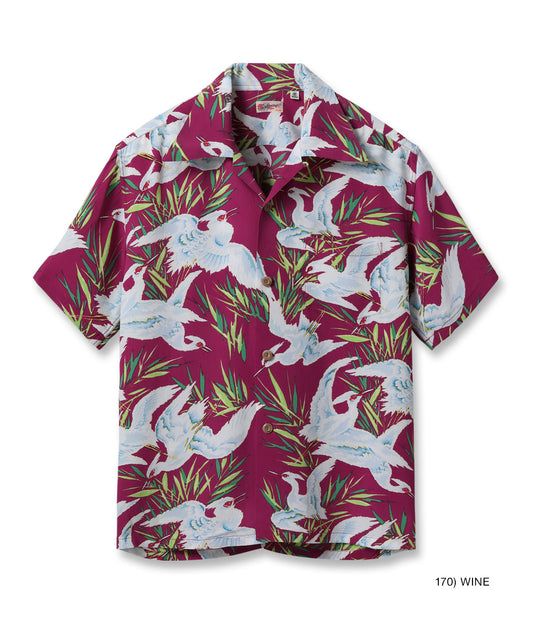 SUN SURF RAYON HAWAIIAN SHIRT “WHITE EGRET”