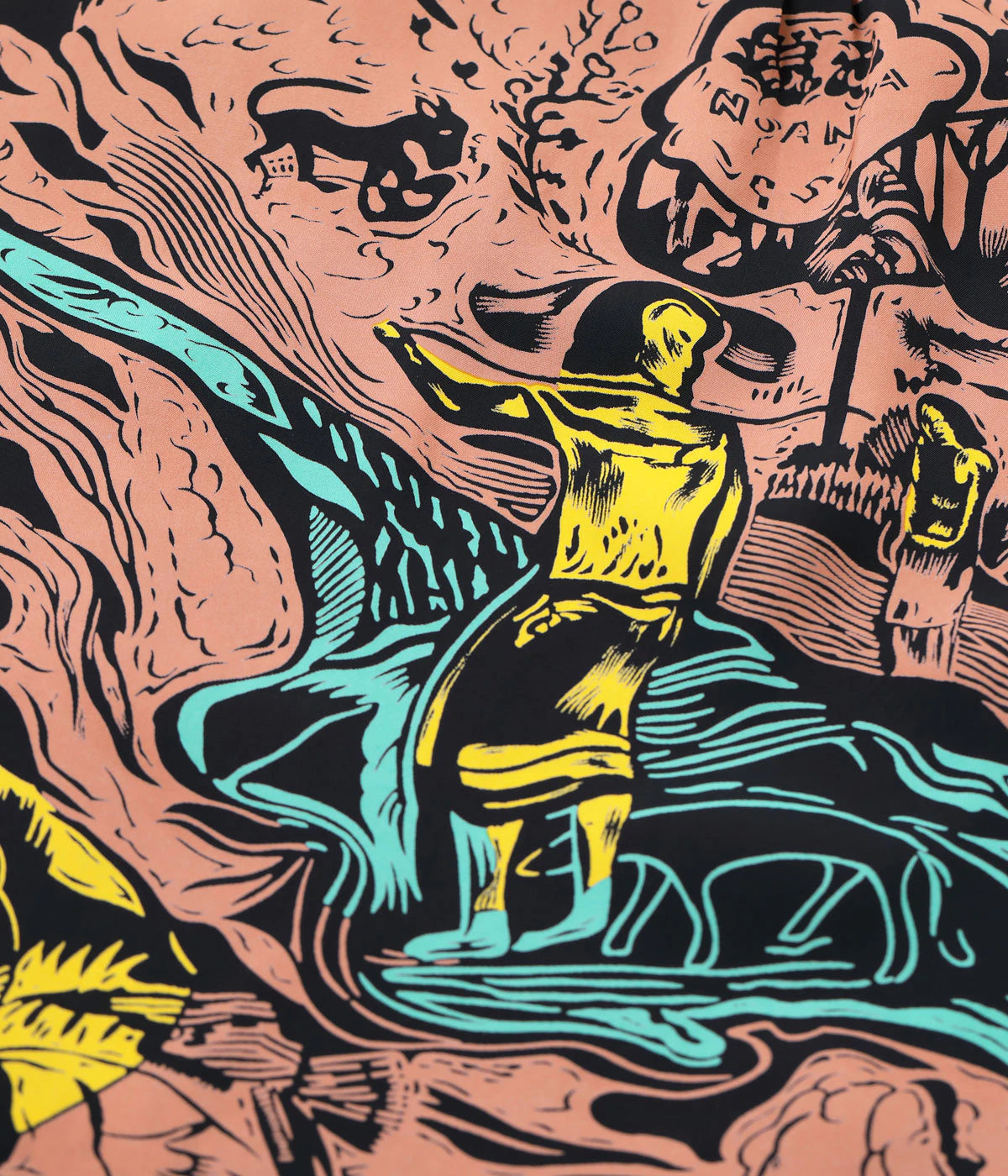 SUN SURF RAYON HAWAIIAN SHIRT SPECIAL EDITION “GAUGUIN WOODCUT MYSTIC”