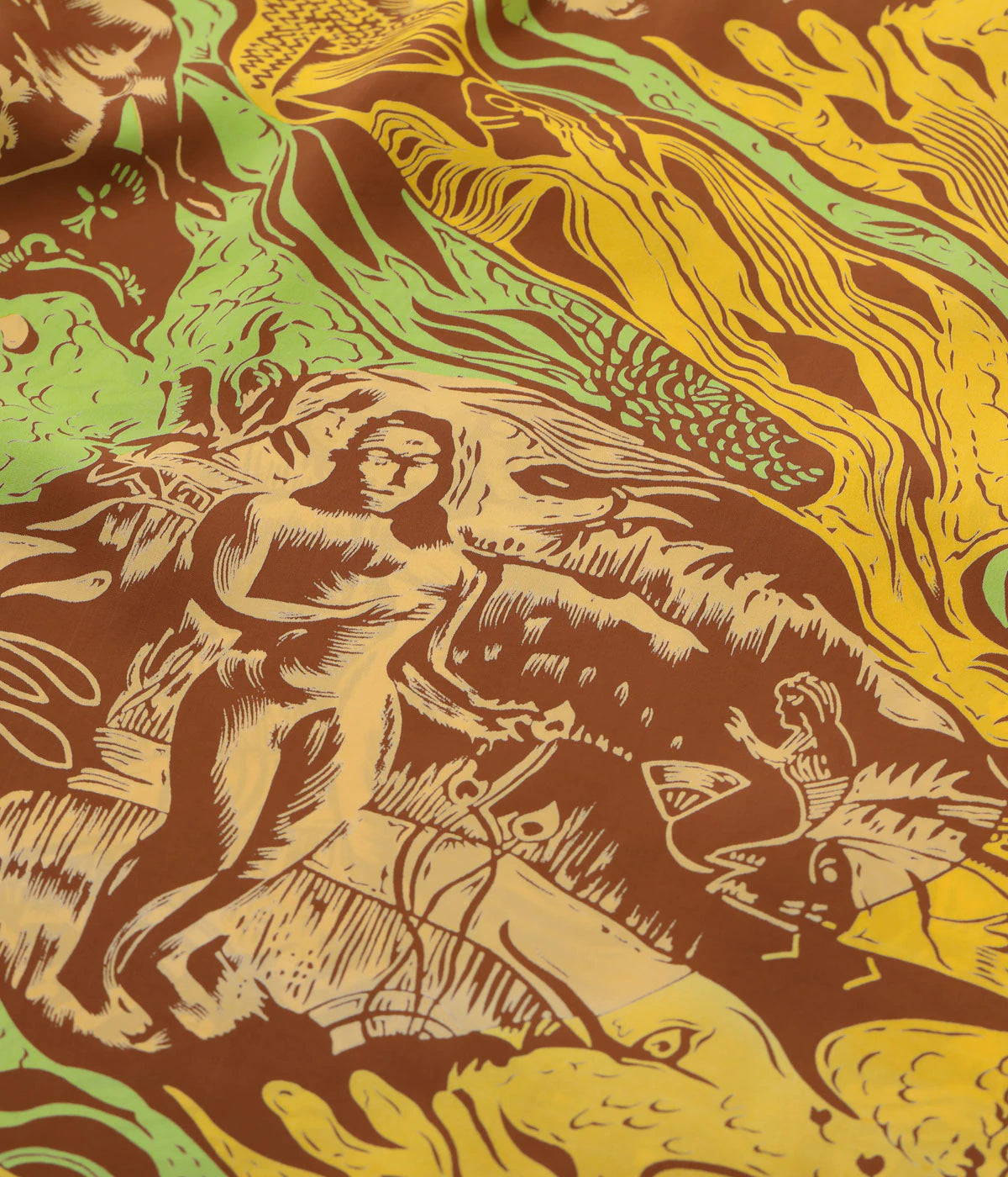 SUN SURF RAYON HAWAIIAN SHIRT SPECIAL EDITION “GAUGUIN WOODCUT MYSTIC”