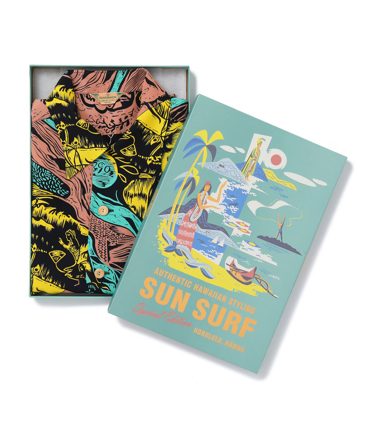 SUN SURF RAYON HAWAIIAN SHIRT SPECIAL EDITION “GAUGUIN WOODCUT MYSTIC”