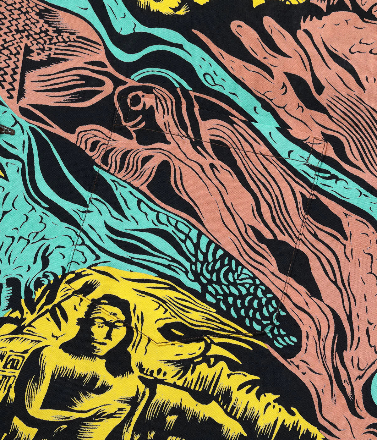 SUN SURF RAYON HAWAIIAN SHIRT SPECIAL EDITION “GAUGUIN WOODCUT MYSTIC”