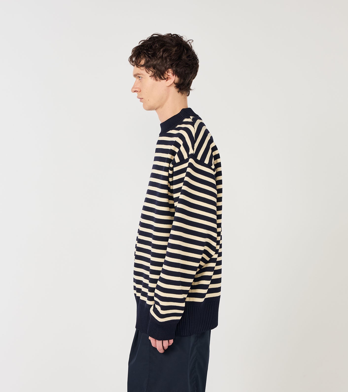 nanamica Mock Neck Stripe Sweater