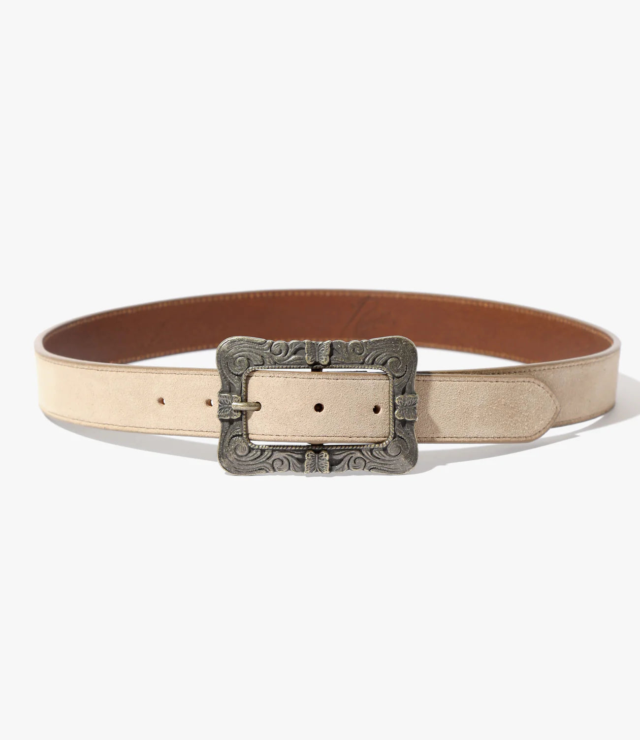 Needles Papillon Sq. Buckle Belt-Suede Lthr.