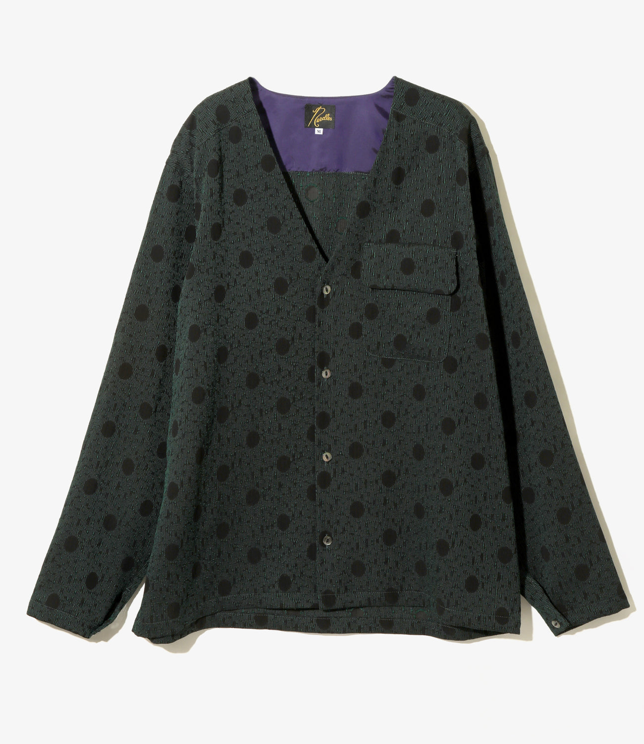 Needles V NECK SHIRT - R/PE POLKADOT CUT JQ.