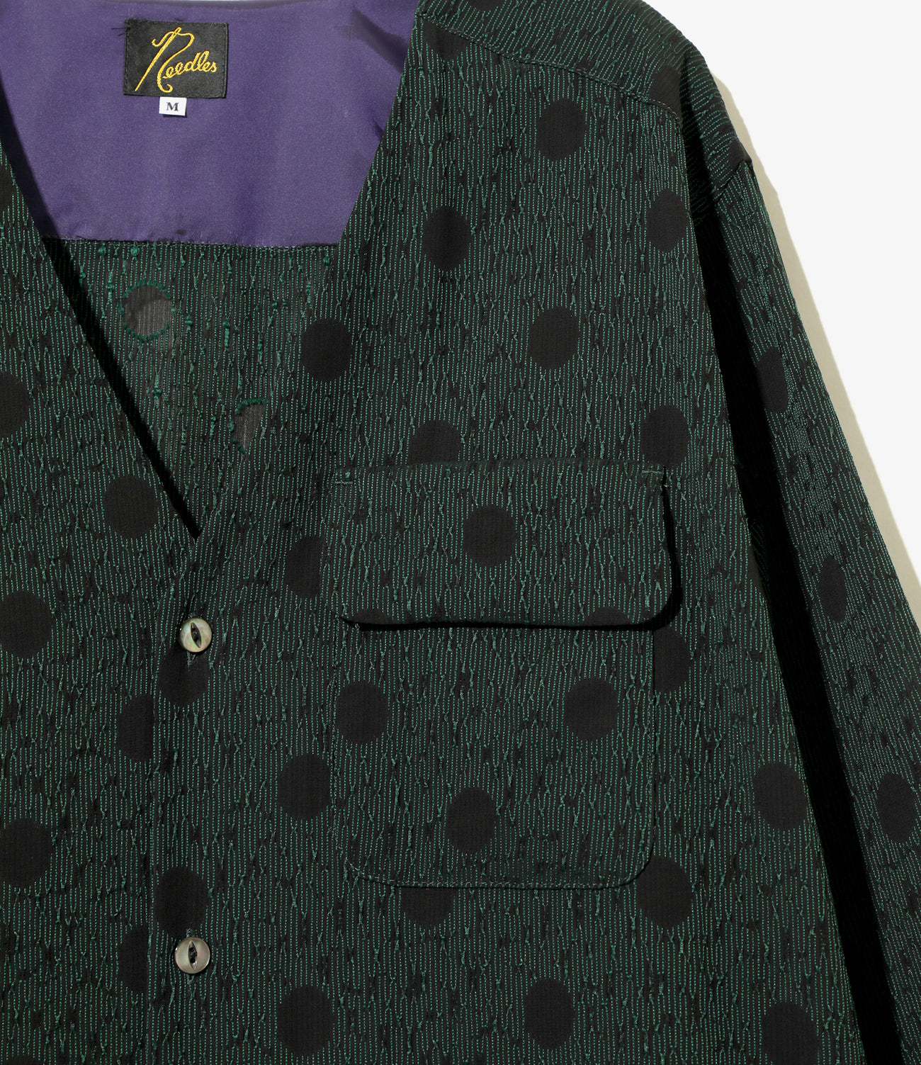 Needles V NECK SHIRT - R/PE POLKADOT CUT JQ.