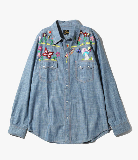 Needles Western Shirt - Cotton Chambray / India Emb.