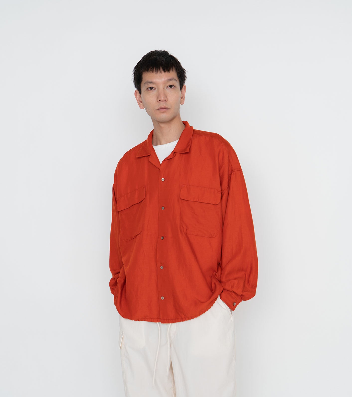 nanamica Open Collar Cupra Hemp Shirt