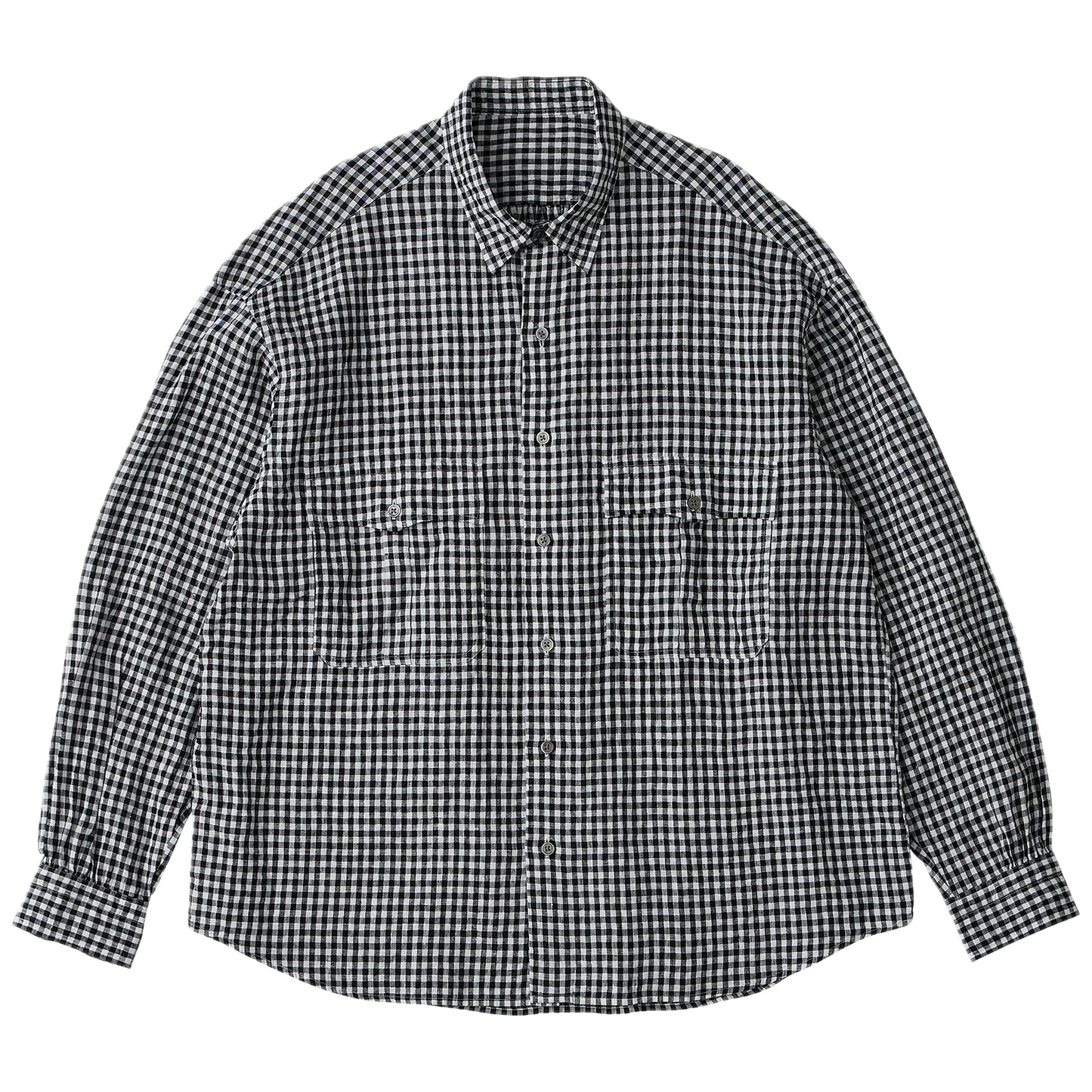 Porter Classic ROLL UP LINEN GINGHAM CHECK SHIRT