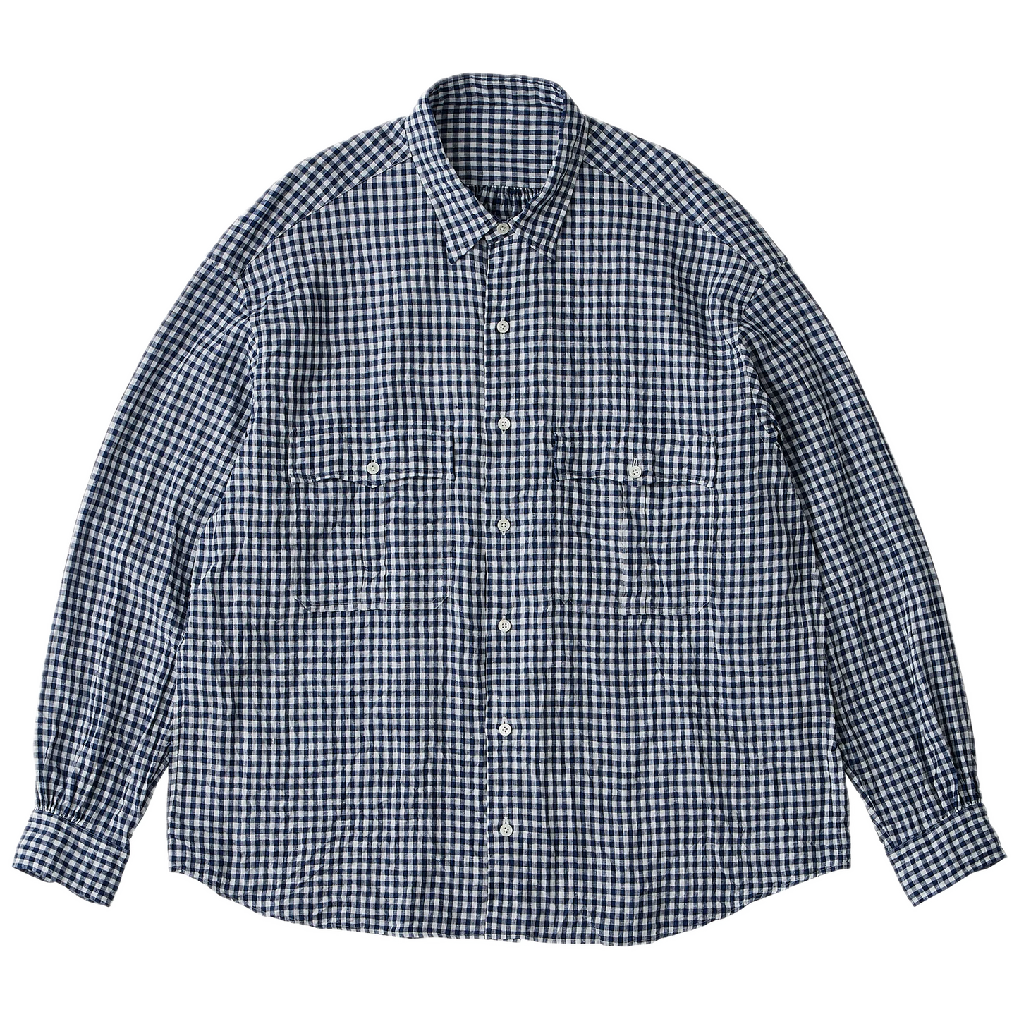 Porter Classic ROLL UP LINEN GINGHAM CHECK SHIRT