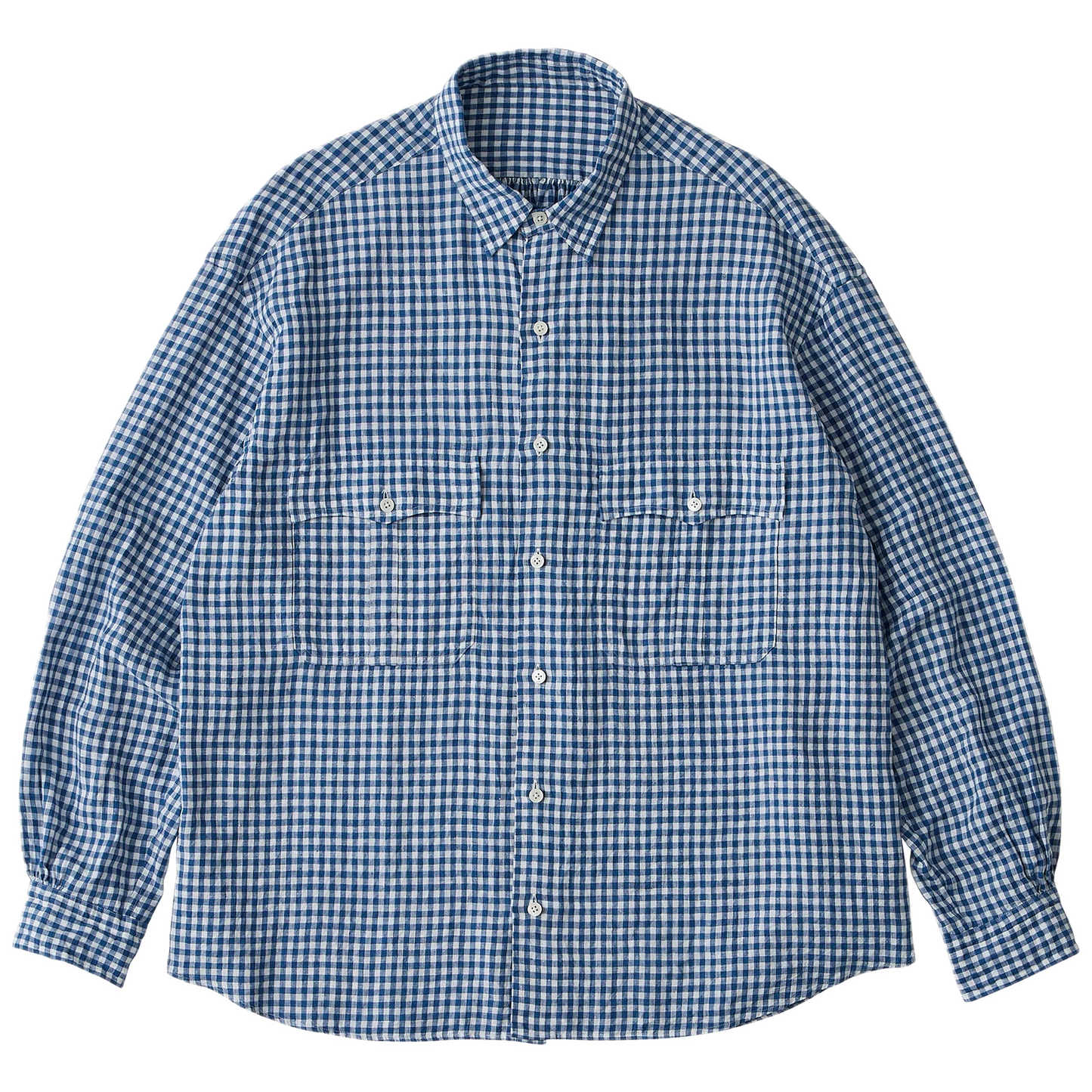 Porter Classic ROLL UP LINEN GINGHAM CHECK SHIRT