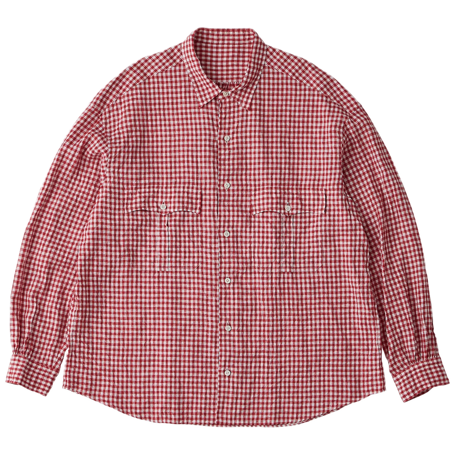 Porter Classic ROLL UP LINEN GINGHAM CHECK SHIRT