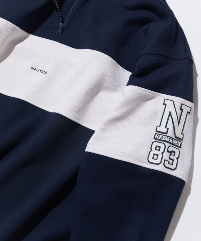 NAUTICA JAPAN Panel Border Cadet Collar Sweatshirt