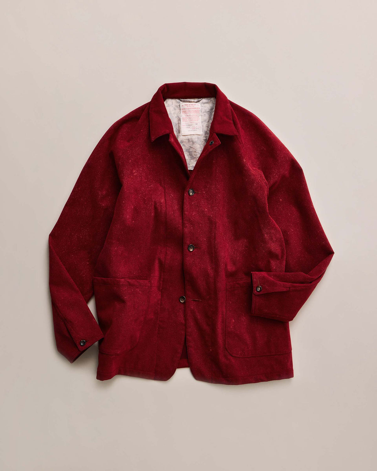 NICENESS LENNOX Bleached Faux Suede Raglan Coverall
