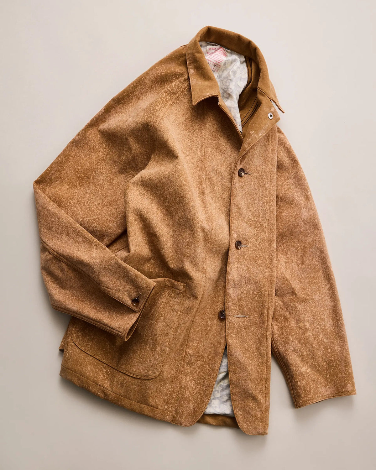 NICENESS LENNOX Bleached Faux Suede Raglan Coverall
