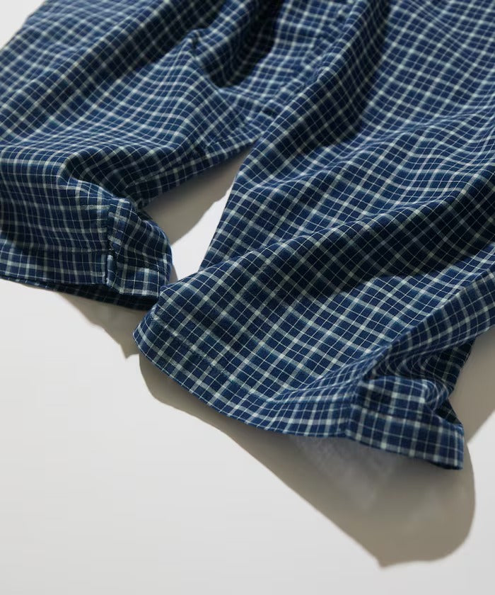CAHLUMN Indigo Madras Check Easy Pant