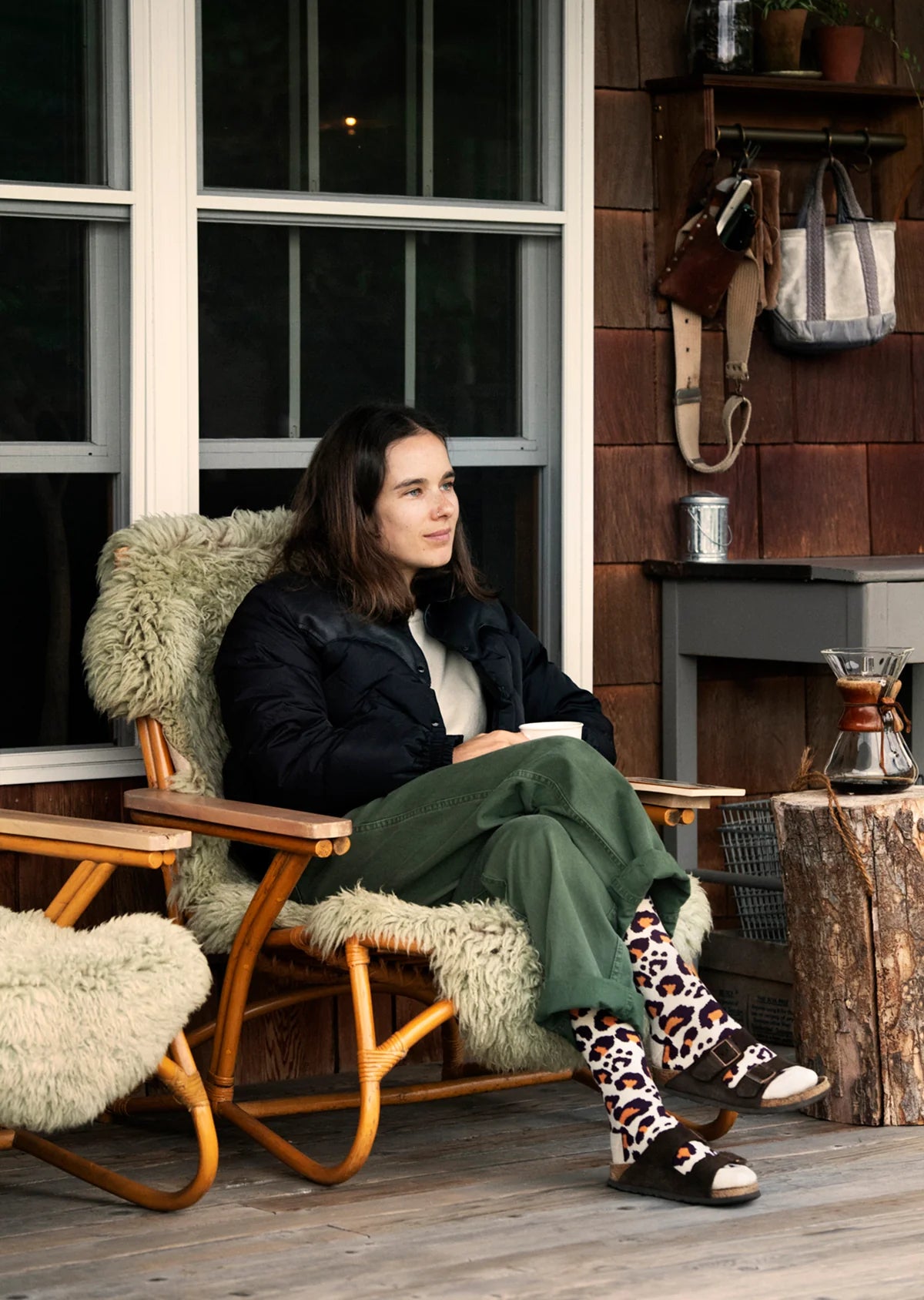 RoToTo PILE LEOPARD CREW SOCKS