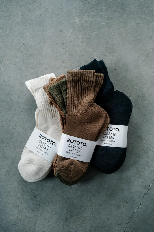 RoToTo ORGANIC DAILY 3 PACK MINI CREW SOCKS