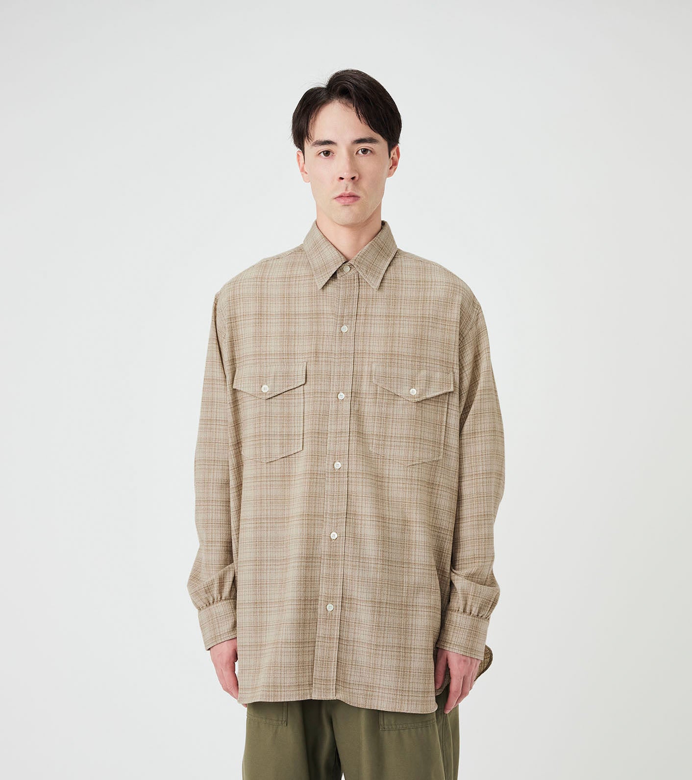 nanamica Regular Collar Wool Plaid Shirt