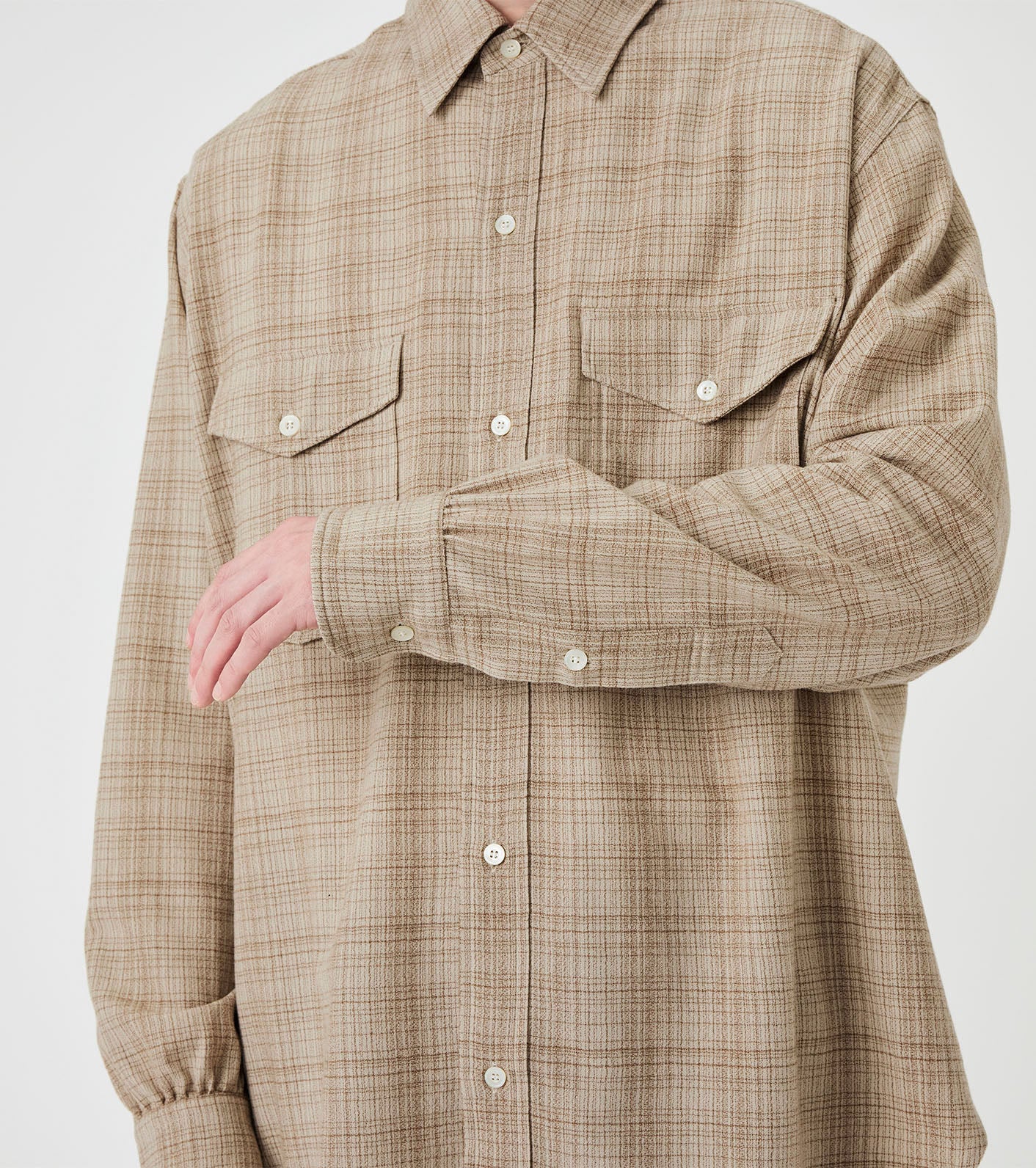 nanamica Regular Collar Wool Plaid Shirt