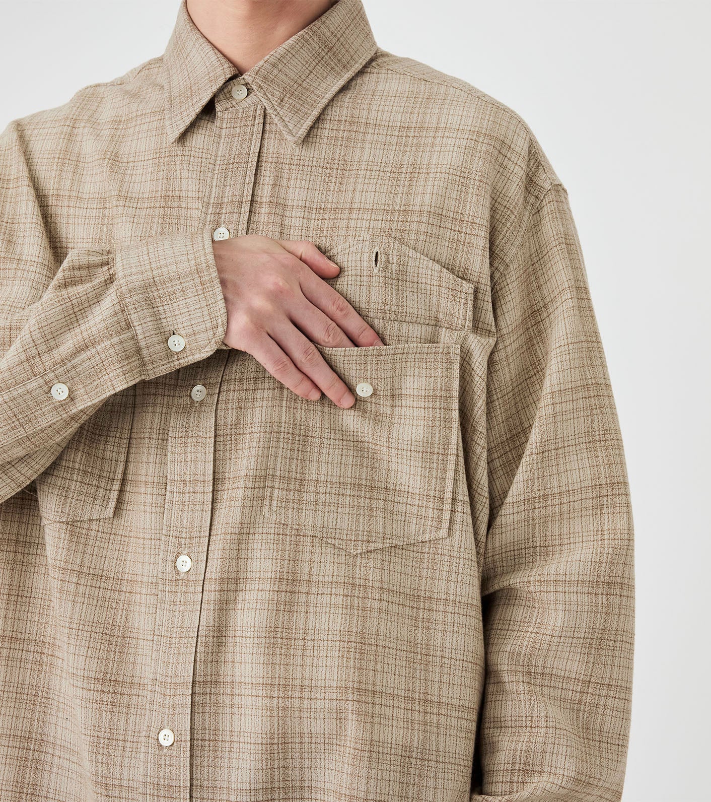 nanamica Regular Collar Wool Plaid Shirt