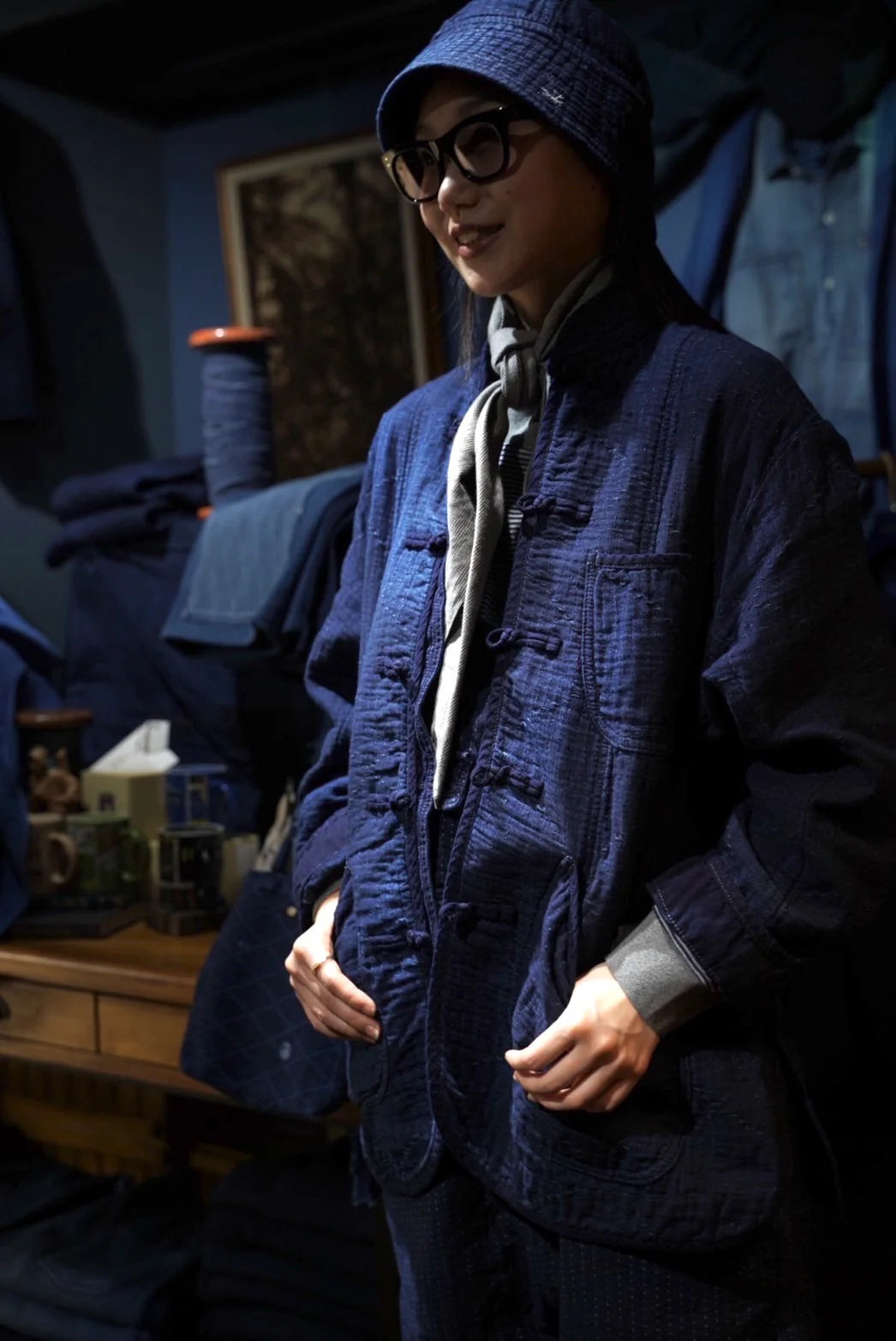 Porter Classic SEA ISLAND SASHIKO CHINESE JACKET (LIMITED)