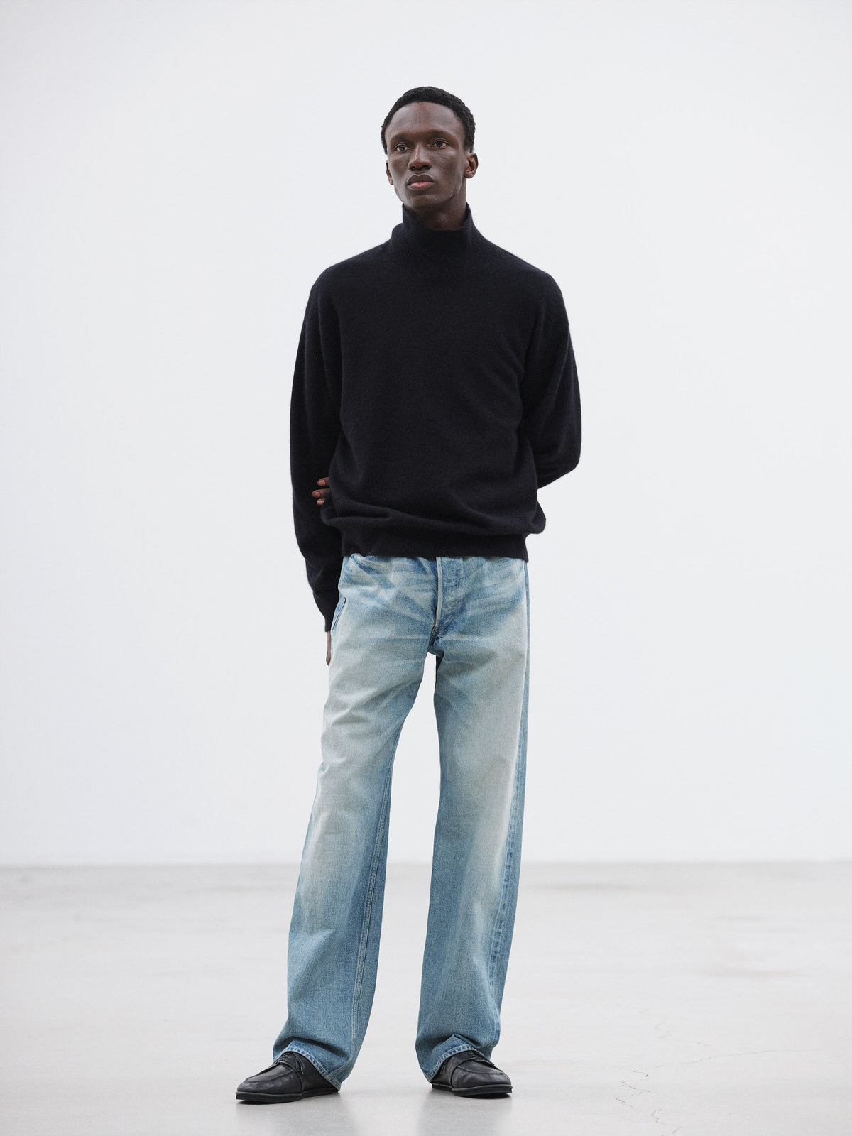 AURALEE SELVEDGE FADED HEAVY DENIM WIDE PANTS
