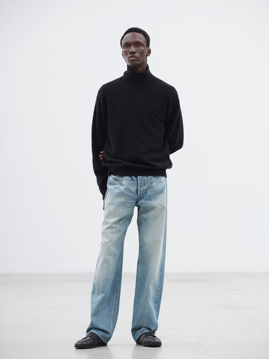 AURALEE SELVEDGE FADED HEAVY DENIM WIDE PANTS