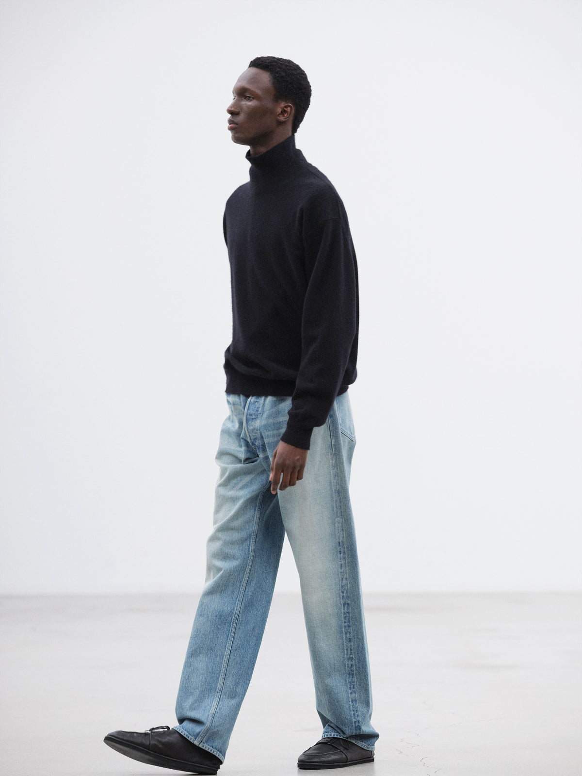 AURALEE SELVEDGE FADED HEAVY DENIM WIDE PANTS