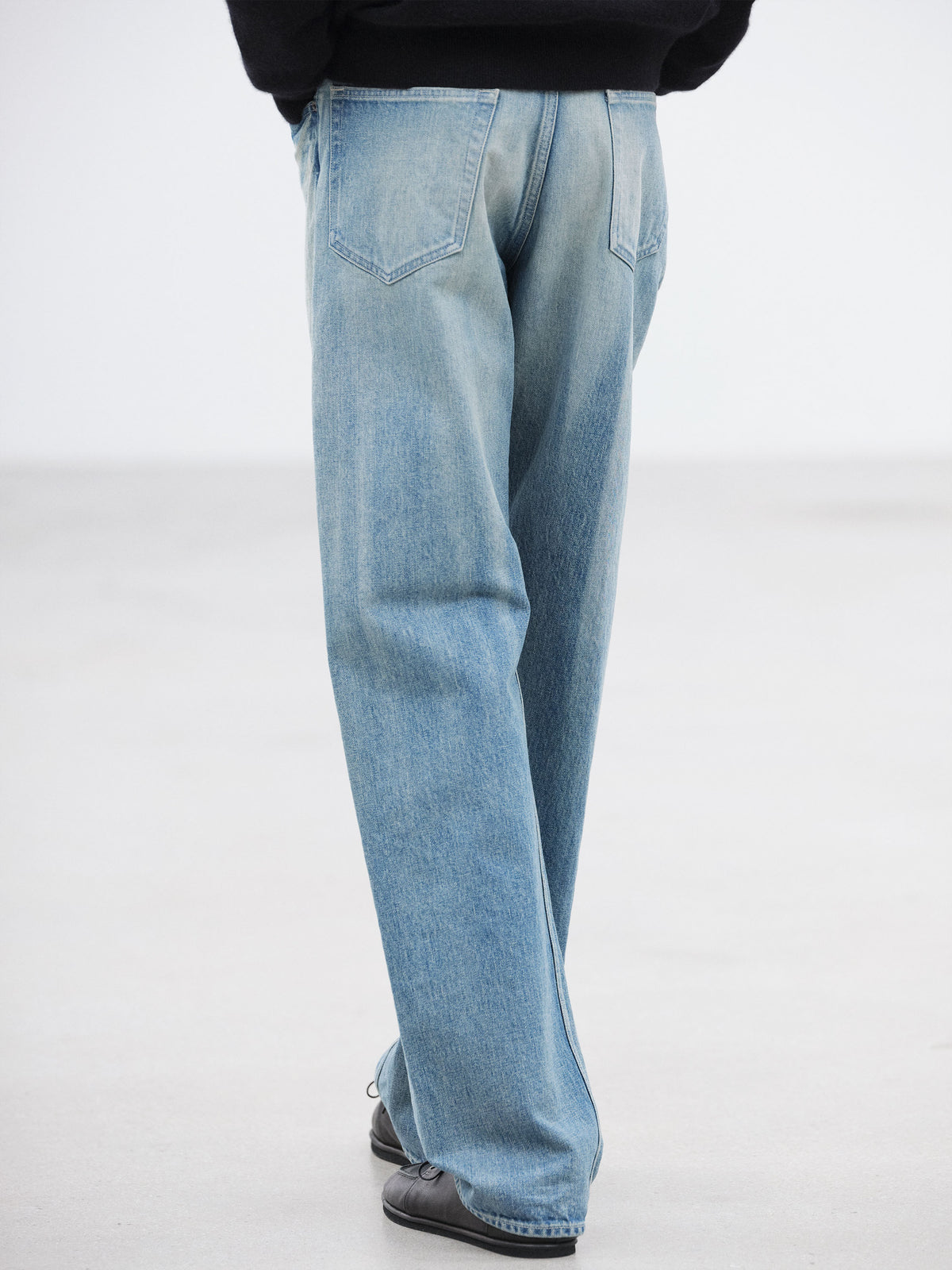 AURALEE SELVEDGE FADED HEAVY DENIM WIDE PANTS