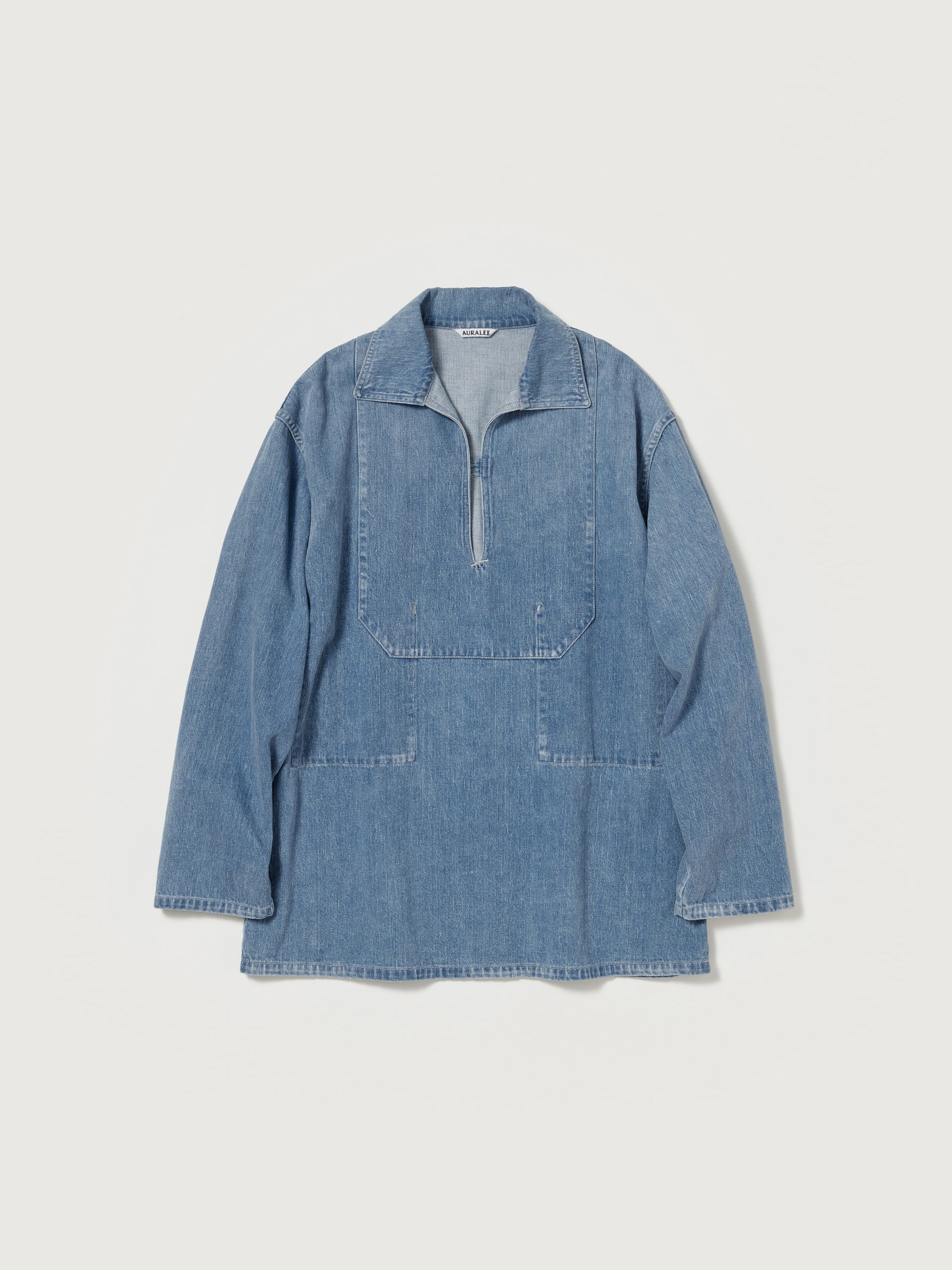AURALEE SELVEDGE FADED LIGHT DENIM P/O SHIRT – unexpected store