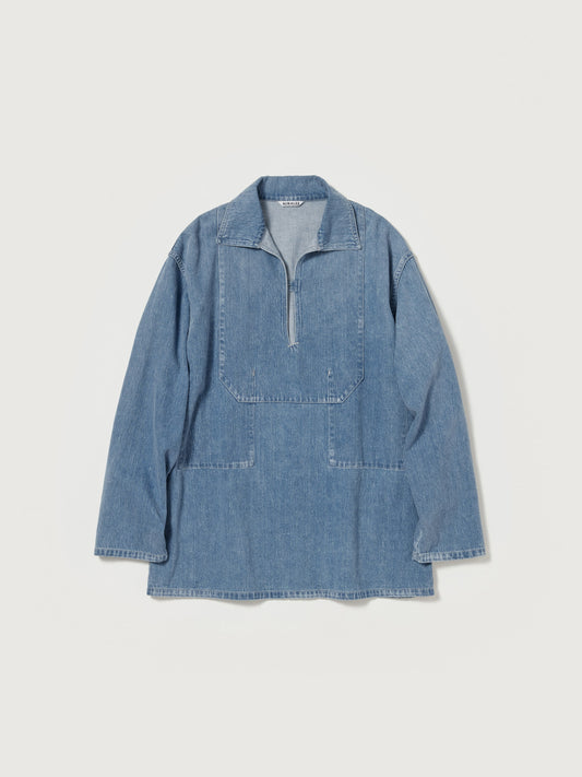 AURALEE SELVEDGE FADED LIGHT DENIM P/O SHIRT