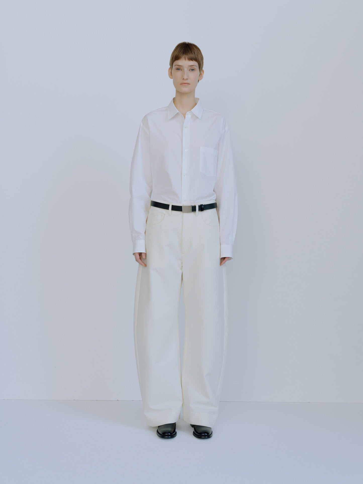 ssstein DOUBLE WEAVE COTTON ROUND PANTS