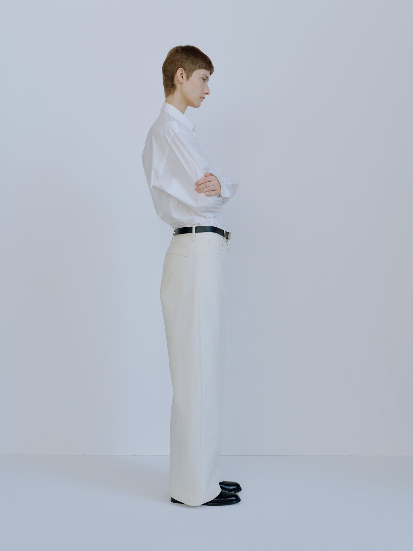 ssstein DOUBLE WEAVE COTTON ROUND PANTS