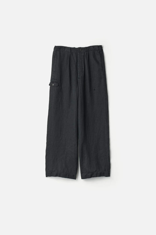 ssstein HEAVY LINEN HERRINGBONE WIDE EASY TROUSERS