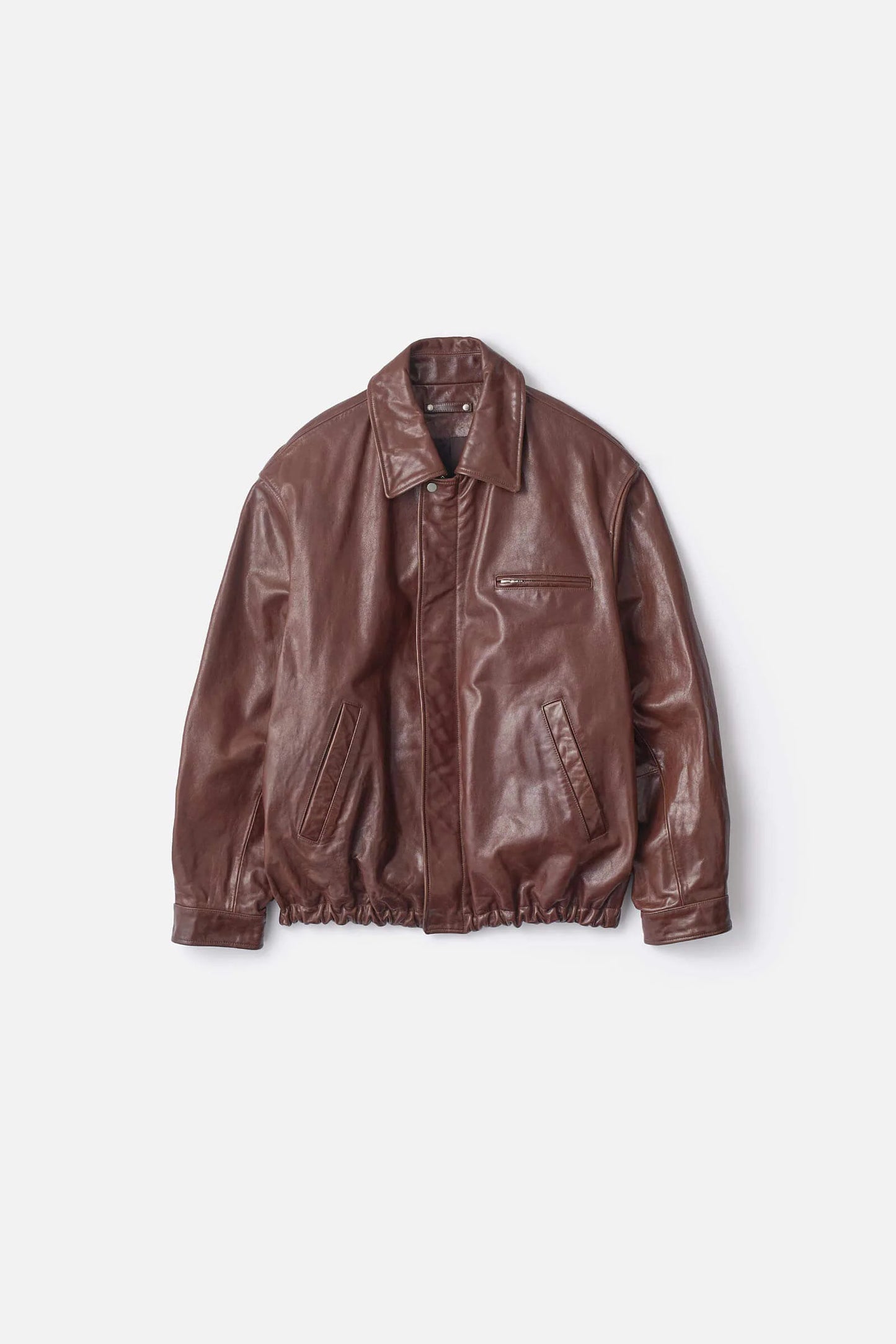 ssstein Cow Leather Vintage Zip Jacket