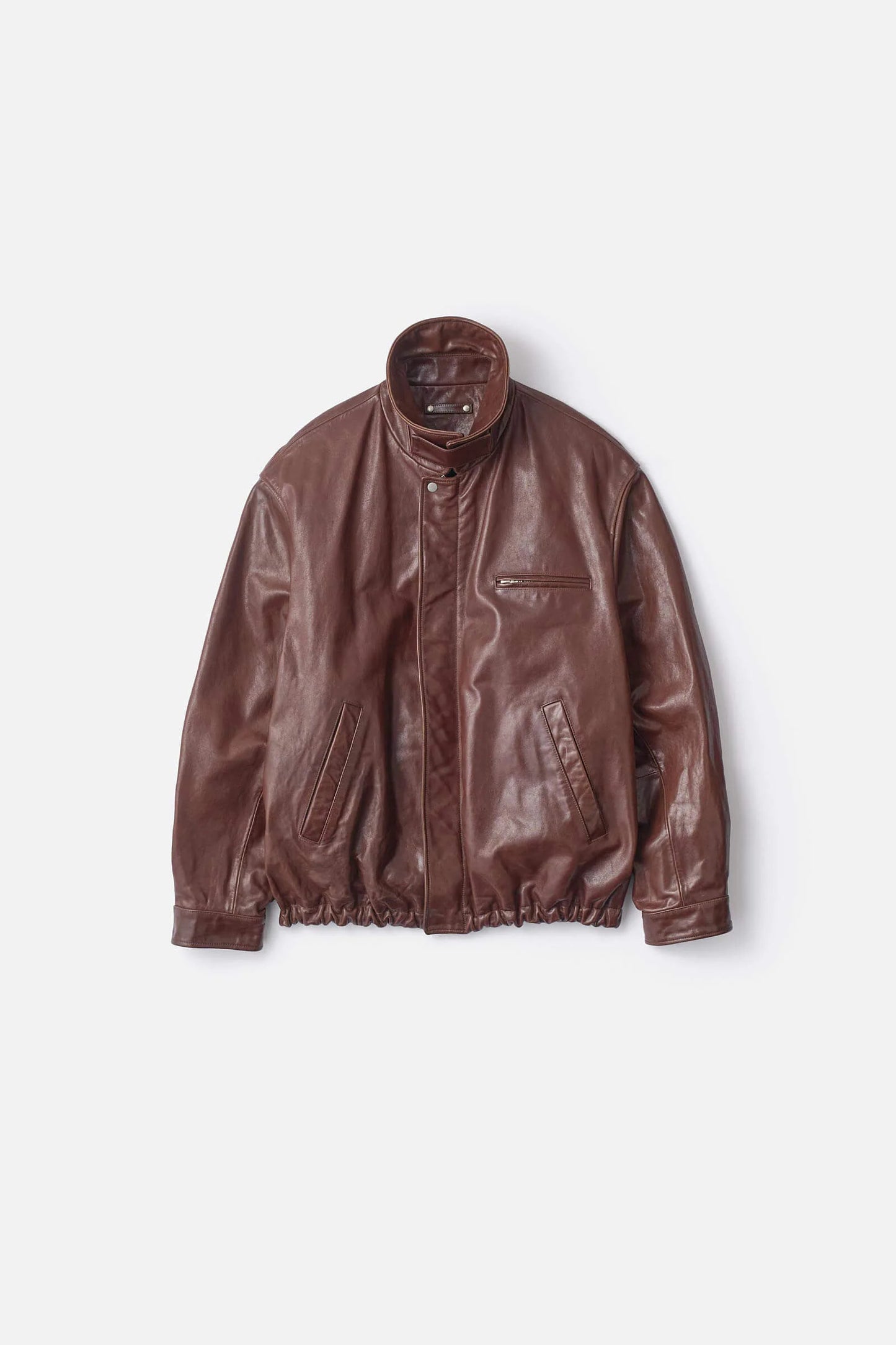 ssstein Cow Leather Vintage Zip Jacket